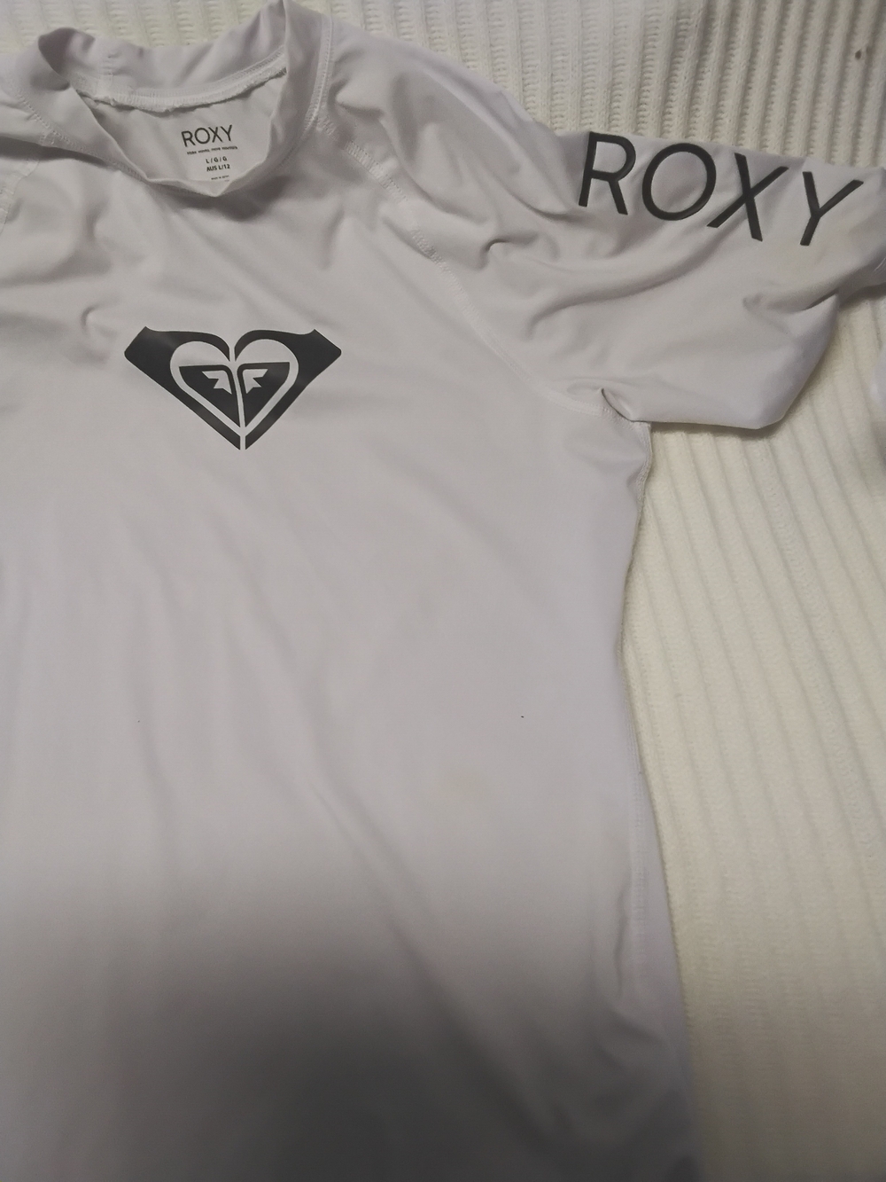 Roxy Women's White Rash Guard Top Size M - Picture 2 of 8
